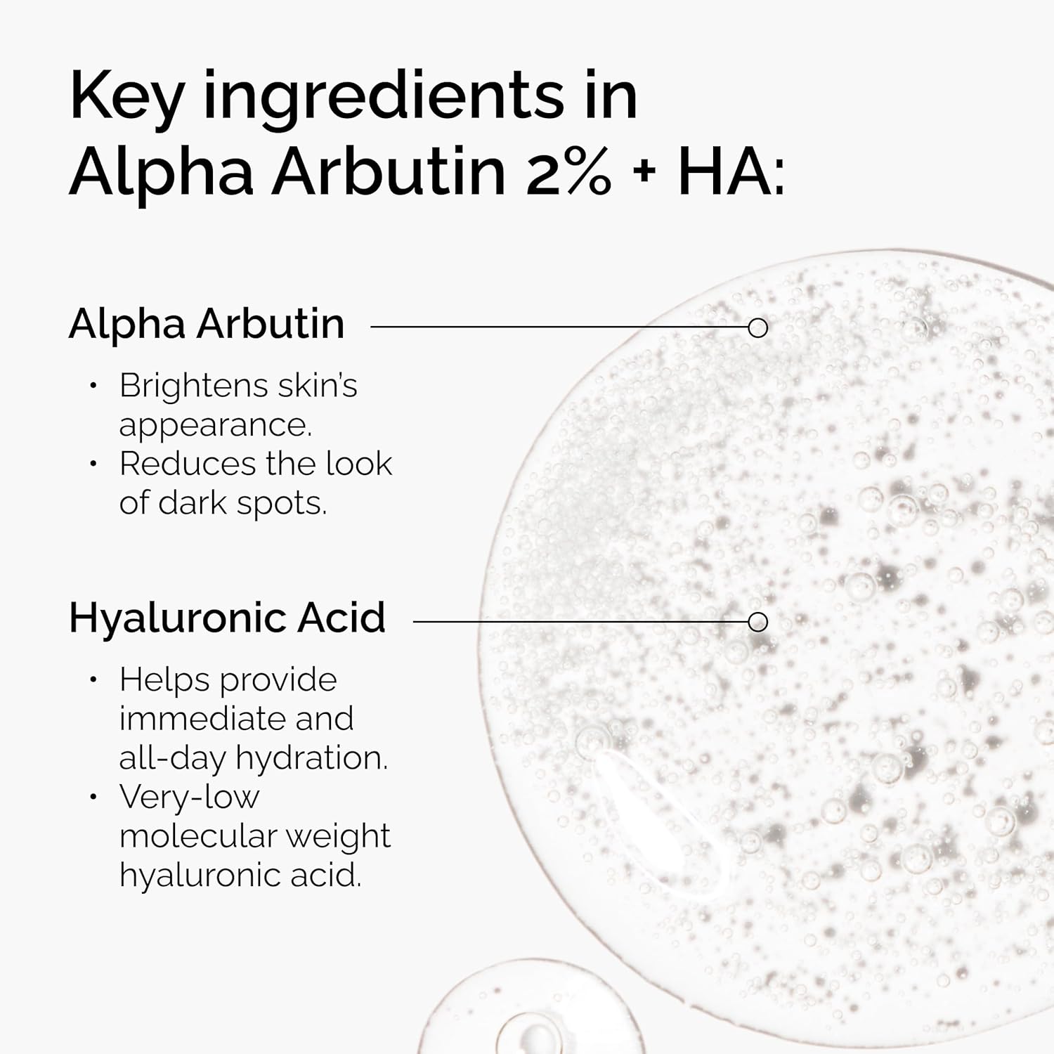 The Ordinary Alpha Arbutin 2% + Hyaluronic Acid, Brightens Skin and Targets Dark Spots, 1 