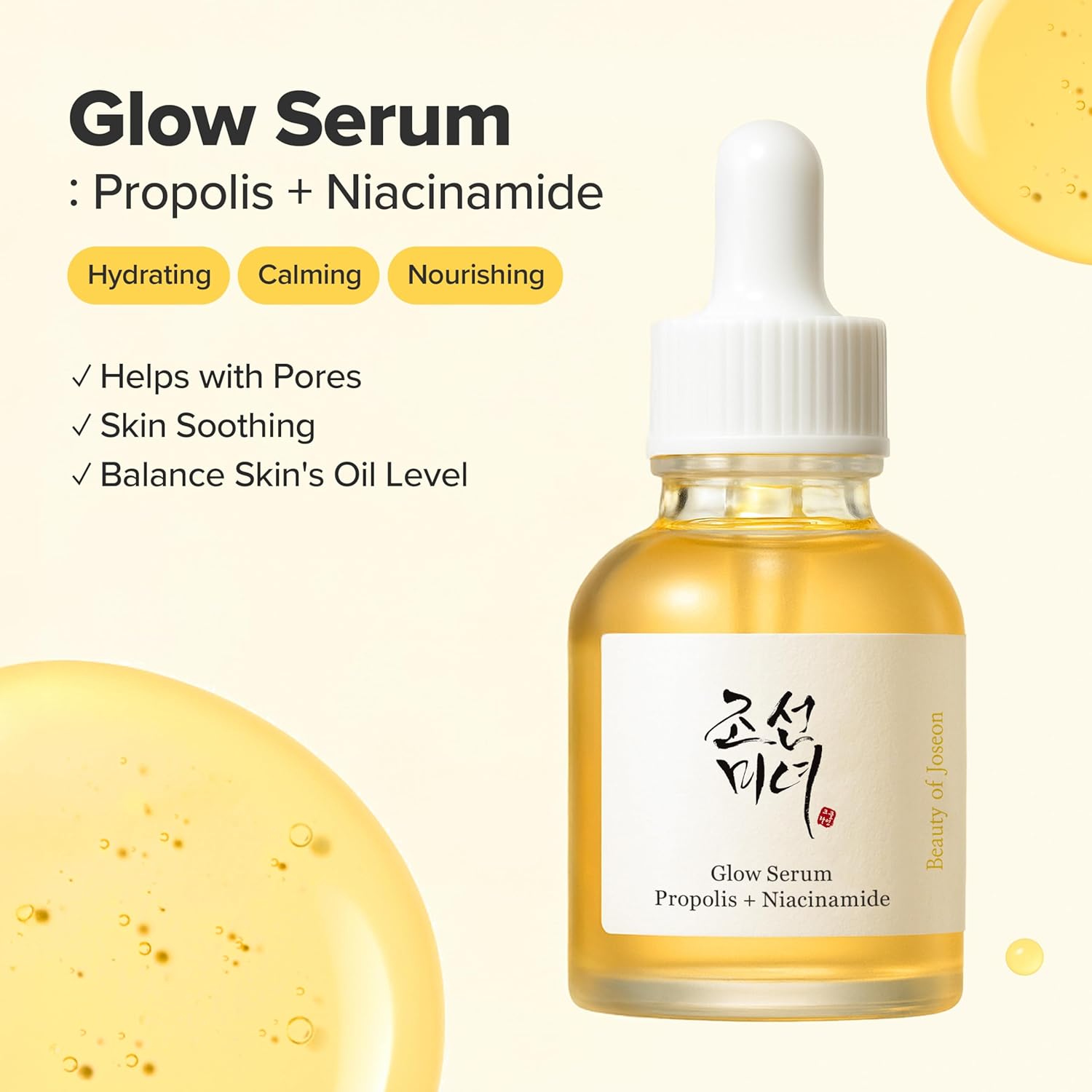 Beauty of Joseon Glow Serum Propolis and Niacinamide Hydrating Facial Soothing Moisturizer for Irritated Uneven Skin Tone